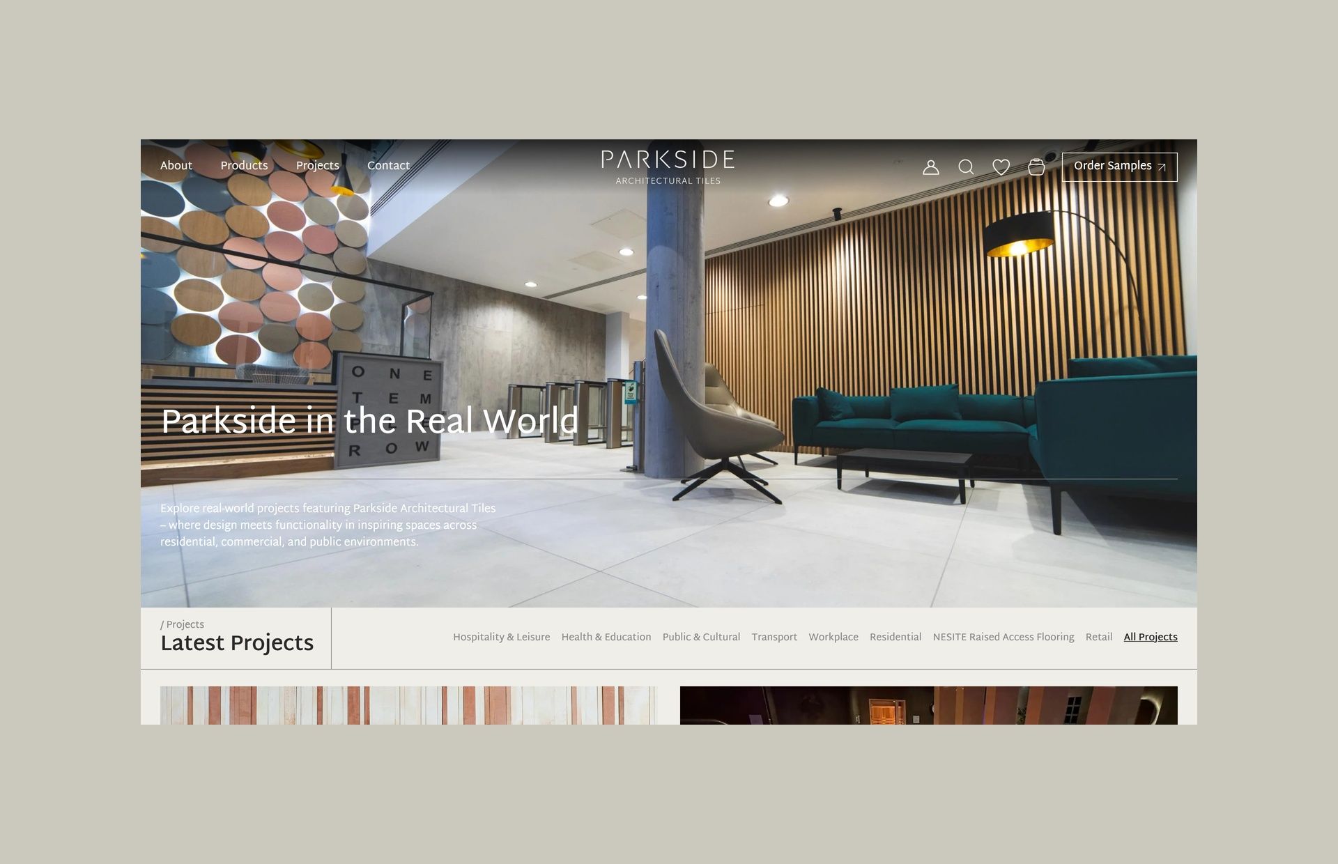 Projects screenshot for Parkside Tiles Shopify project